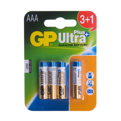Gold Peak 4 ks alkalické baterie GP ULTRA PLUS, Alkaline, LR03, 1,5 V , velikost AAA, 4BL