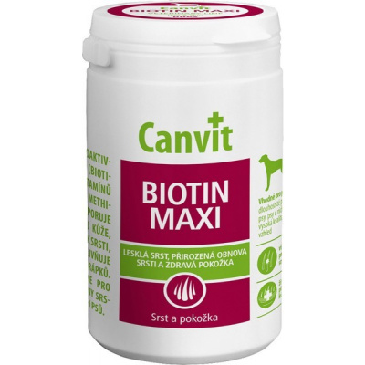 Canvit Biotin Maxi pro psy 500g (Doplněk stravy pro všechny psy nad 25 kg v období línání, pro psy bílé a dlouhosrsté a tam, kde se požaduje výborná kvalita a vzhled srsti. Má příznivý vliv i na kvali