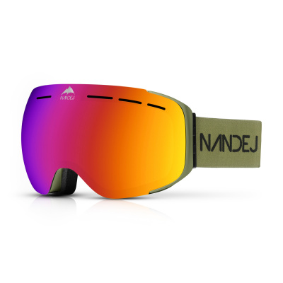 Lyžařské brýle NANDEJ MNG Green/ Red Varianty: Brýle + pevné ochranné pouzdro + pevné ochranné pouzdro