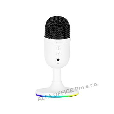 Marvo, herní/streamovací mikrofon, MIC-06, bílá, RGB podsvícení, vstup pro sluch