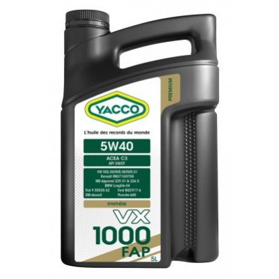 Motorový olej YACCO VX 1000 FAP 5W-40, 5L