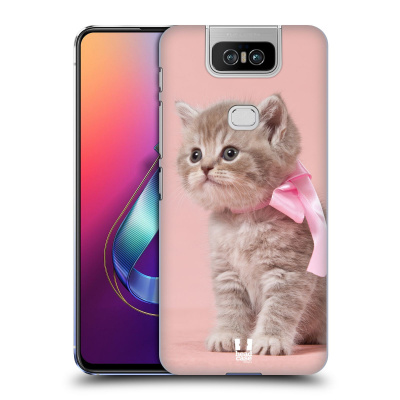 Zadní obal pro mobil Asus Zenfone 6 ZS630KL - HEAD CASE - Kotě s růžovou mašlí (Plastový kryt, obal, pouzdro na mobil Asus Zenfone 6 ZS630KL - Malé růžové koťátko s mašlí)