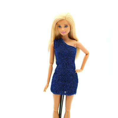 Třpitivé večerní šaty pro panenky Barbie Varianta: Tmavě modrá