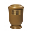 Pohřební Plastová urna na popel, oválné oblé víčko, zlatá, štítek č. 50, 100 x 50, bez výzdoby
