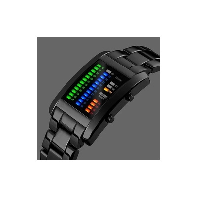 binární LED hodinky Navy 28 dark