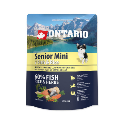 Ontario Senior Mini Fish&Rice granule 0,75 kg