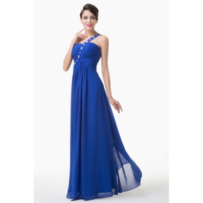 tmavě modré antické plesové šaty Salamandra, Velikost XL-XXL, Barva Modrá, Materiál Šifon