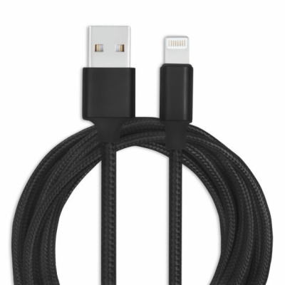 AppleKing opletený datový a nabíjecí kabel USB-A 2.0 / Lightning pro iPhone / iPad / iPod / AirPods - 1 m - černý - možnost vrátit zboží ZDARMA do 30ti dní