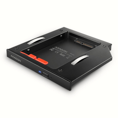 AXAGON RSS-CD12 rámeček pro 2.5'' SSD/HDD do DVD slotu, 12.7 mm, LED, hliník RSS-CD12