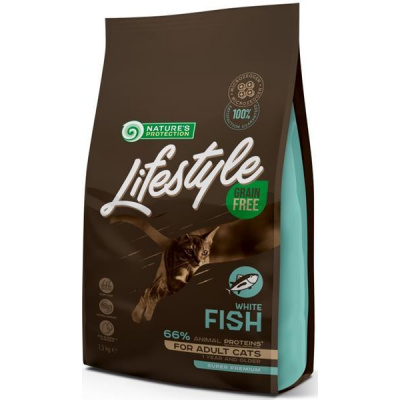 Nature´s Protection Nature's Protection Cat Dry LifeStyle GF Adult White Fish 1,5 kg
