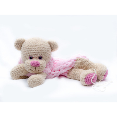 Babu Design pyžámkožrout medvídek - růžový s béžovou 60 cm