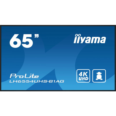 iiyama IIYAMA LH6554UHS-B1AG 65inch 3840x2160 UHD IPS panel Haze 25percent 500cd/m Landscape and Portrait Signal FailOver Speakers (LH6554UHS-B1AG)