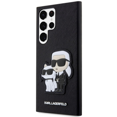 Kryt na mobil Karl Lagerfeld PU Saffiano Karl and Choupette NFT Zadní Kryt pro Samsung Galaxy S23 Ultra Black (KLHCS23LSANKCPK)