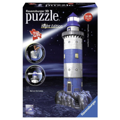 Ravensburger Maják v příboji - Noční edice 3D 216d