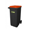 Plastová popelnice DOPNER 240 l - černá s oranžovým víkem