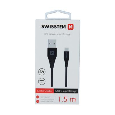 DATA CABLE SWISSTEN USB / USB-C HUAWEI SUPER CHARGE 5A 1.5M BLACK 71504430