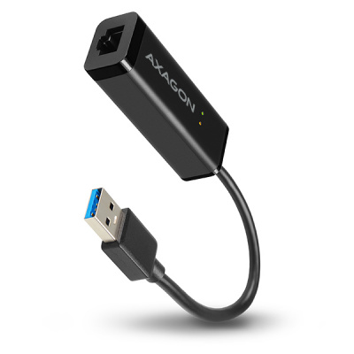 AXAGON ADE-SR, USB-A 3.2 Gen 1 - Gigabit Ethernet síťová karta, auto instal, černá - ADE-SR