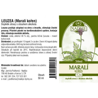 NADĚJE Leuzea (maralí kořen) T24 - bylinný výtažek 50ml