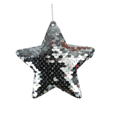 Guirca Dekorace závěsná Hvězda s flitry stříbrná 8 cm 2 ks