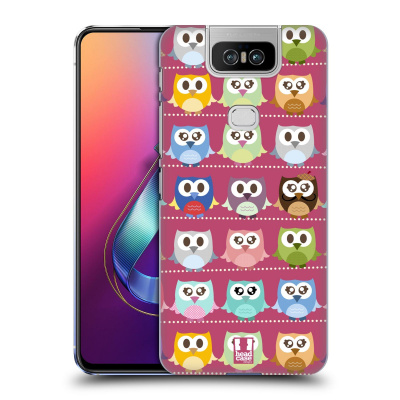 Zadní obal pro mobil Asus Zenfone 6 ZS630KL - HEAD CASE - Malé sovičky růžové pozadí (Plastový kryt, obal, pouzdro na mobil Asus Zenfone 6 ZS630KL - Hromada soviček růžová)