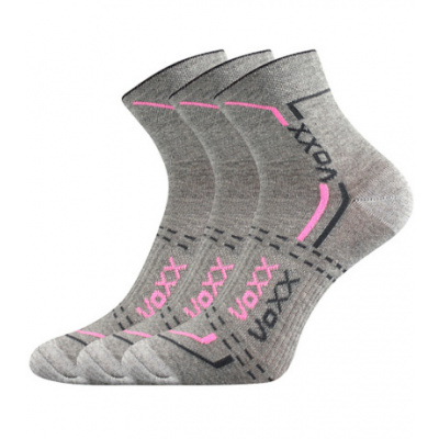 Voxx Franz 03 Unisex sportovní ponožky - 3 páry BM000000640200101266 světle šedá/růžová 35-38 (23-25)
