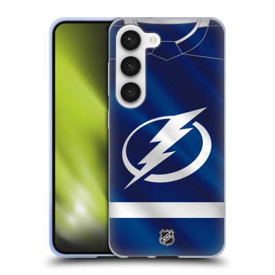 Silikonové pouzdro na mobil Samsung Galaxy S23 - NHL - Dres Tampa Bay Lightning (Silikonový kryt, obal, pouzdro na mobilní telefon Samsung Galaxy S23 s licencovaným motivem NHL - Dres Tampa Bay Lightn