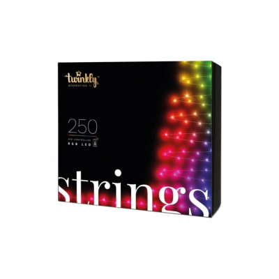 Twinkly Strings Multi-Color chytré žárovky na stromeček 250 ks 20m černý kabel