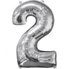 Amscan balónek fóliový narozeniny číslo 2 stříbrný 66cm Amscan