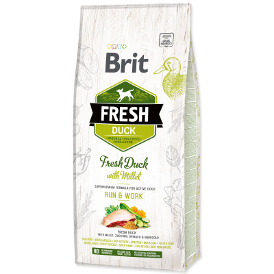 BRIT Dry Dog Fresh BRIT Fresh Duck with Millet Active Run & Work, 12 kg