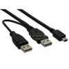 PremiumCord USB 2.0 napájecí Y kabel A/M + A/M -- A/M mini 0.4m + 0.5m ku2y02