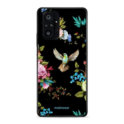 Prémiový lesklý kryt Mobiwear Glossy na mobil Xiaomi Redmi Note 10 pro - G041G - Ptáček a květy (Mobiwear Glossy obal, pouzdro, kryt na mobilní telefon Xiaomi Redmi Note 10 pro - G041G - Ptáček a květ