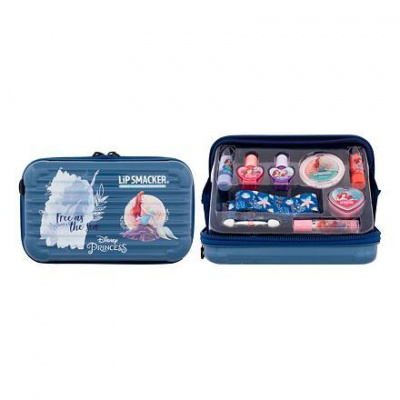 Lip Smacker Disney Princess Ariel Travel To Go Beauty Case barva růžová : rtěnka 2 x 1 g + lesk na rty 2 x 1 g + lak na nehty 2 x 4 ml + paletka rozjasňovacích krémů 4 g + aplikátor + klíčenka + pouzd