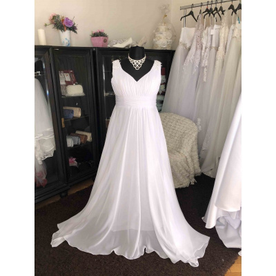 antické svatební šaty Boho, Velikost XL-XXL, Barva Bílá, Materiál Šifon