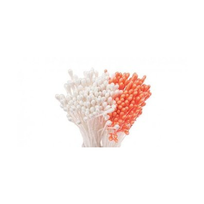 Perleťové pestíky - bílé, oranžové - Decora