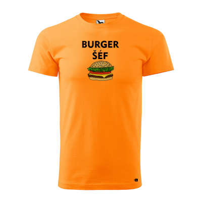 Pánské tričko s potiskem Burger šéf Velikost: M, Barva trička: Tangerine orange