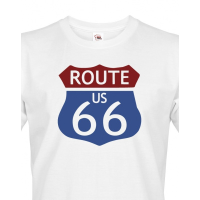 Pánské tričko - Route 66, Barva Bílá, Velikost XS, Canvas Pánské tričko s krátkým rukávem Bezvatriko.cz 1
