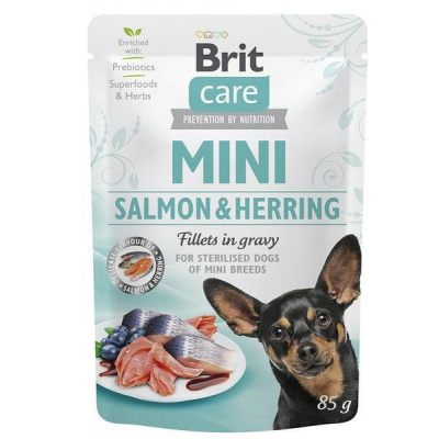 Kapsička Brit Care Mini Salmon&Herring sterilised fillets in gravy 85g