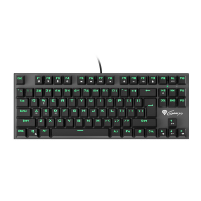 Mechanická herní klávesnice GENESIS THOR 300 TKL, US layout, zelené podsvícení, Outemu Blue switch