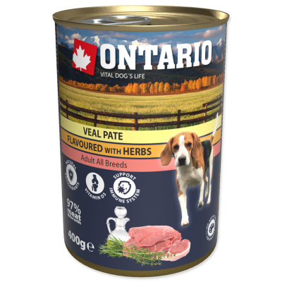 ONTARIO Dog Veal Pate Flavoured with Herbs 400 g