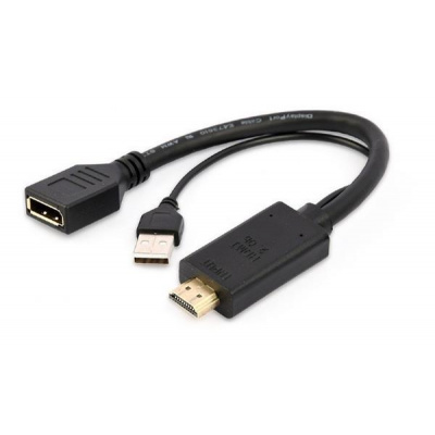 Gembird adaptér DisplayPort (M) na HDMI (F), 4K aktívny, kábel 0.1m, čierny (A-HDMIM-DPF-01)