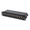 Digitus CAT 6, patch panel třídy E, stíněný, 12 portů RJ45 8P8C, LSA, 1U, 254 mm (10 "), montáž - DN-91612S