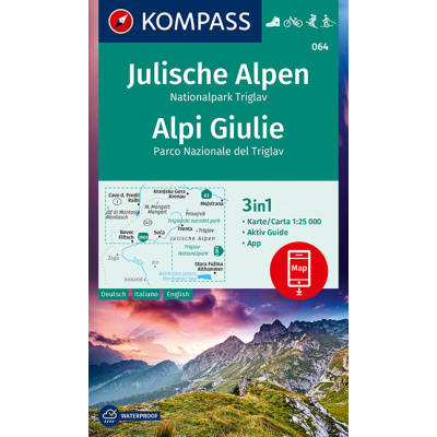 Julische Alpen, Julské Alpy, Triglav (Kompass - 064) - turistická mapa
