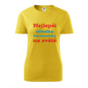 Žluté dámské tričko nejlepší učitelka francouzštiny na světě - dárek pro učitelku francouzštiny