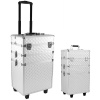 Kosmetický kufr na kolečkách - dvoudílný stříbrný