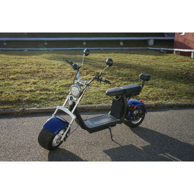 Elektrická koloběžka EcoWheel GR11X 20Ah - Černá (Tmax Scooter EEC CE50 NEW MATT Chopper 60V/1500W Harley style APP bluetooth - double seat)