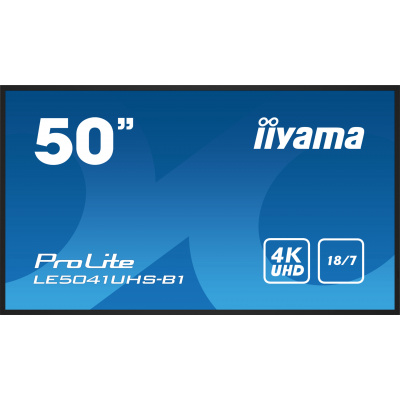 IIYAMA 50" iiyama LE5041UHS-B1:VA,4K UHD,18/7,RJ45,HDMI LE5041UHS-B1