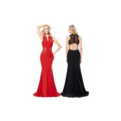 Odvážné večerní šaty s holými zády v černé nebo červené barv