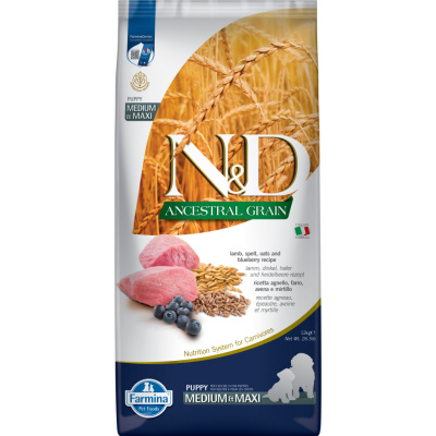 N&D Ancestral Grain Dog Puppy Medium/Maxi Lamb&Blueberry 12kg
