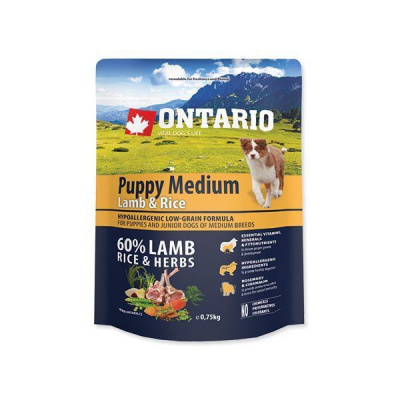 ONTARIO Puppy Medium Lamb & Rice (2,25kg)