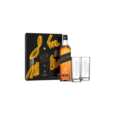 Whisky Johnnie Walker Black Label 12y 40% 0,7 l (dárkové balení 2 vysoká sklenička)